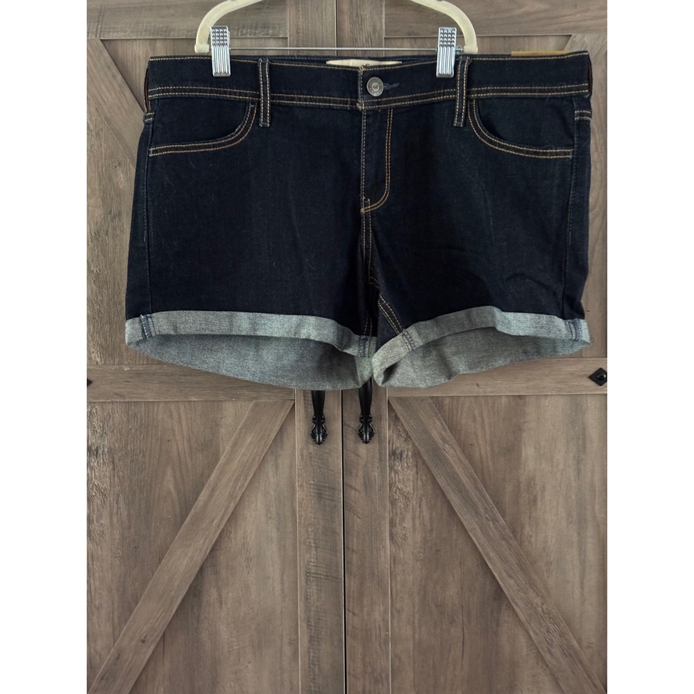 Hollister Midi Short Dark Wash Denim Cuffed Shorts Size 13 W31 4in Inseam 3X3733